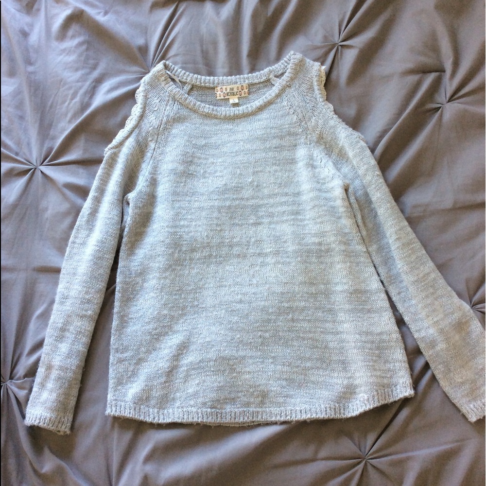 Grey Open Shoulder Sweater